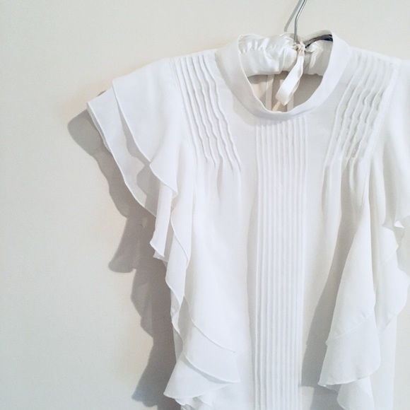 Forever Tops - MOVING SALE, ALL MUST GO! Sheer Ruffled Blouse